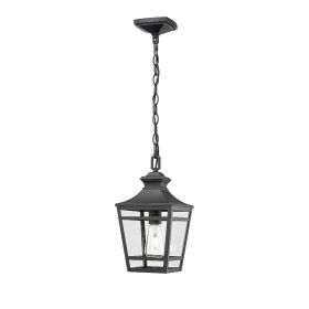 Outdoor Pendant Light E26 Socket, 14.5'' Modern Exterior Hanging Light Fixture with Clear Glass