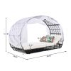 GO 90.55" Outdoor Patio Daybed with Curtain, Sunbed with Cushion and Colorful Pillow