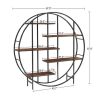 Round 5-Tier Metal Plant Stand bookcase storage rack, Indoor Living Room Terrace Garden Balcony Display Stand. Rustic Brown