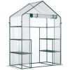 Outsunny 5' x 2.5' x 6.5' Mini Walk-in Greenhouse Kit, Portable Green House with 3 Tier Shleves, Roll-Up Door