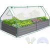 6x3x1ft Galvanized Raised Garden Bed with Cover Metal Planter Box Kit, w/ 2 Large Screen Windows Mini Greenhouse 20pcs T Tags