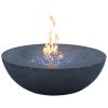 42 Inch Outdoor Concrete Propane gas Fire Pit bowl in Dark Gray color