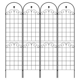 4 Pack Metal Garden Trellis for Climbing Plants Outdoor 86.7'' x 19.7'' Rustproof Plant Support Rose Trellis Netting Trellis Black