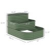 Outsunny 3-Tier Galvanized Steel Raised Garden Bed Kit, 62.25" x 43" x 32.25", 3 Combining Planter Boxes with Rubber Strip Edging