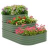 Outsunny 3-Tier Galvanized Steel Raised Garden Bed Kit, 62.25" x 43" x 32.25", 3 Combining Planter Boxes with Rubber Strip Edging