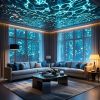 1 Water Ripple Effect Ambient Projection Light - USB-C & Battery-Powered LED Starry Sky Lighting with Remote Control