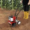 52CC Garden Tiller Gasoline1.9KW 2-stroke Mini Gasoline Engine Tiller Wheel Drive Farm Tiller with Safe Handle 5cm Tiller Width