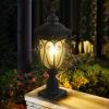 24"(H) 1-pack Vintage Black Outdoor Post Lantern - Waterproof Aluminum Lamp Post Light with Bubble Glass, Decorative Garden Pathway Lighting for Yard