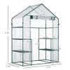 Outsunny 5' x 2.5' x 6.5' Mini Walk-in Greenhouse Kit, Portable Green House with 3 Tier Shleves, Roll-Up Door