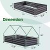 6x3x1ft Galvanized Raised Garden Bed with Cover Metal Planter Box Kit, w/ 2 Large Screen Windows Mini Greenhouse 20pcs T Tags