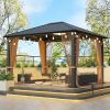 10x12 Hardtop Metal Gazebo,Heavy Duty Pergola with Mosquito Nets&Galvanized Steel,Sturdy Outdoor Canopies Tent,Suitable for Gardens,Patio,Backyard