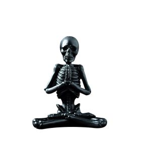 Bone Stretchers Skeletons in Yoga Poses Decorative Statue Set (Color: Black 4)