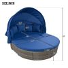 GO Outdoor rattan daybed sunbed with Retractable Canopy Wicker Furniture, Round Outdoor Sectional Sofa Set